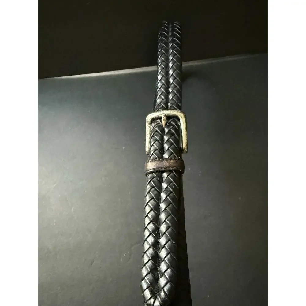 Mens Fossil Size 40 Leather Braided Woven Black Dress Belt Office Career City